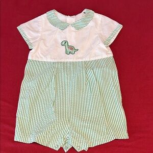 Green and White Striped Baby Romper 24M